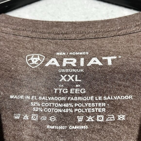 Ariat T-Shirt Mens XXL Brown Buckle Heather Graphic Logo Short Sleeve Western - Picture 11 of 12